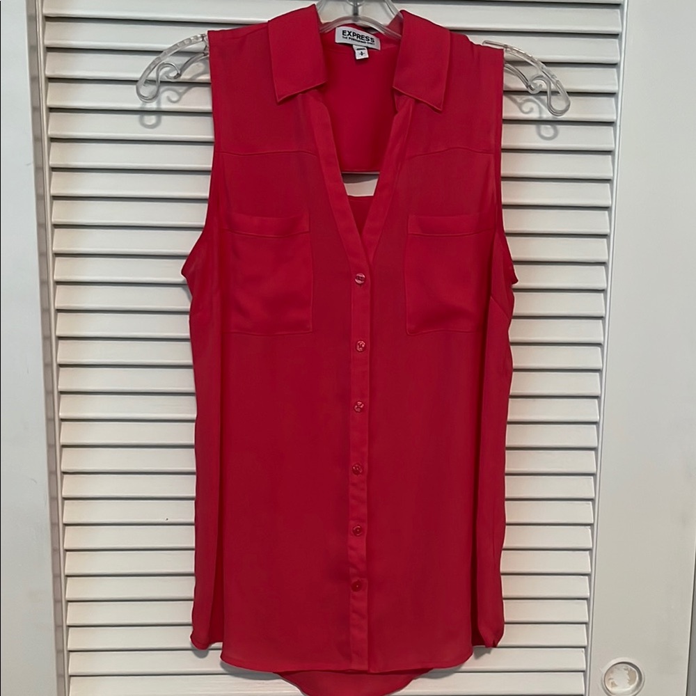 Express coral Sleeveless Button Down Blouse